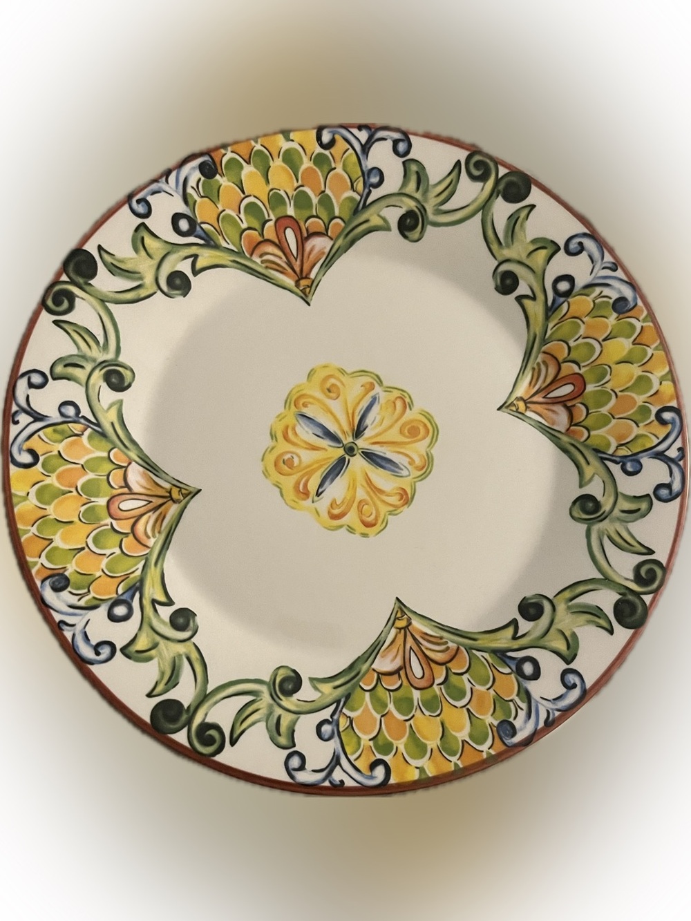 CMG Hand Painted Portugal Ceramic Dinner Plate Mediterranean Floral